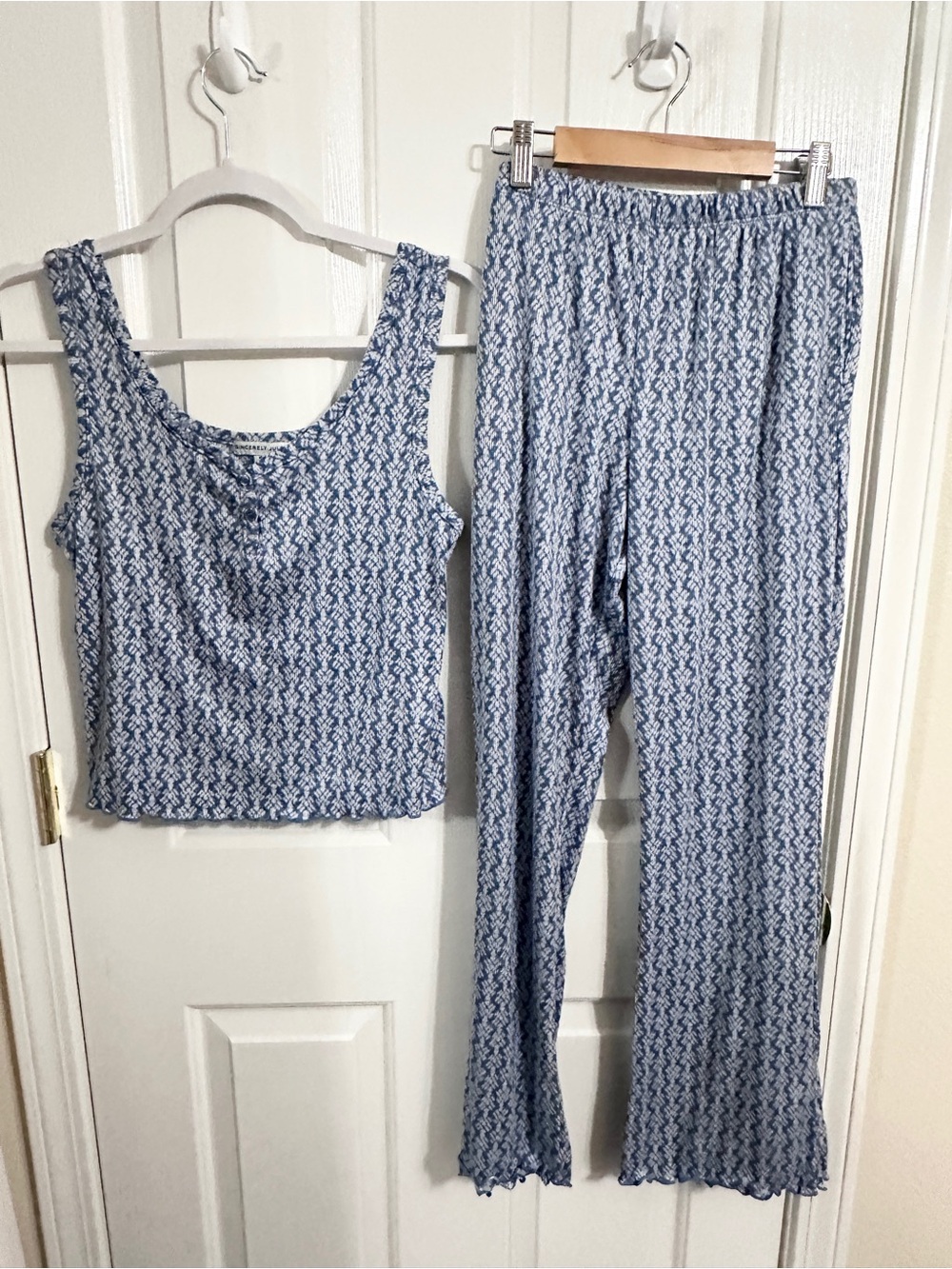 Sincerely Jules Blue Printed Tank Top & Elastic Waist Wide-Leg Pajama Set